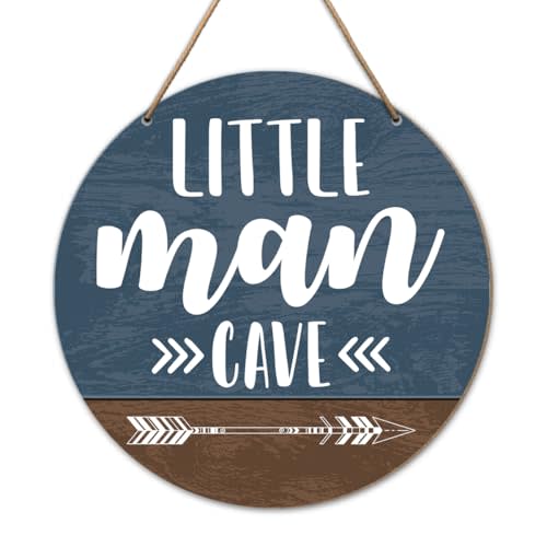 Baby Boy Nursery Wall Decor, Farmhouse Nursery Decor for Boys Newborn Baby Bedroom, Nursery Wooden Hanging Sign Decoration Wall Art, Gift for Newborn Baby Boy Toddler, Little Man Cave
