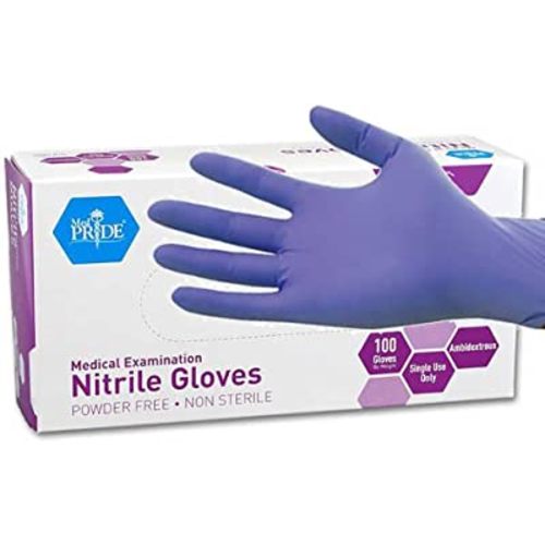 MedPride Powder-Free Nitrile Exam Gloves, Iris Blue, Medium, Box/100