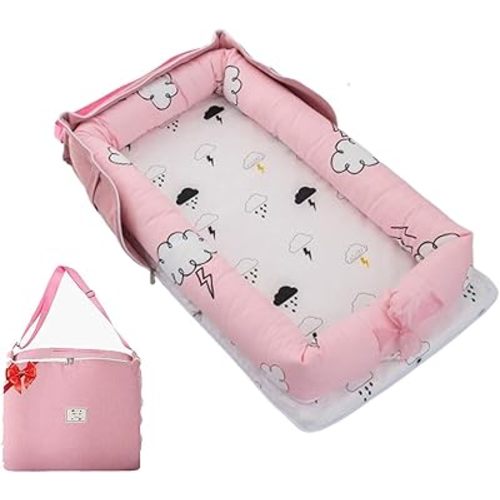 Baby Lounger for Tummy Time,Baby Lounger for Newborn Awake-Time Portable,Baby Play Mat for Learning & Playing,0-24 Months Home Travel(Rain Cloud)