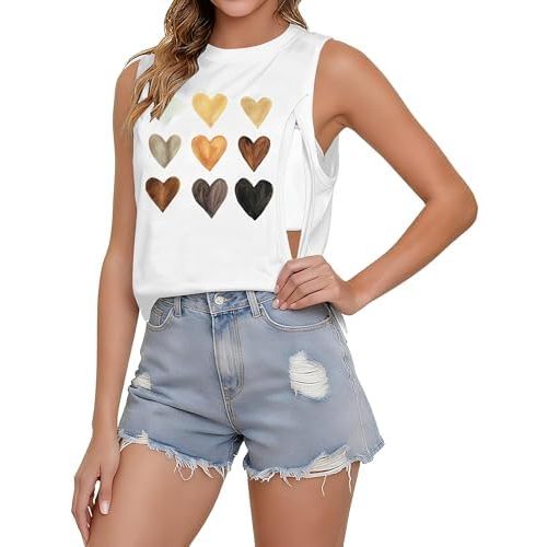 UNIQUEONE Nursing Tank Tops Maternity Breastfeeding Shirts Hidden Zip Nursing Sleeveless Causal Loose Postpartum Clothes