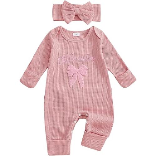 Baby Girl Winter Clothes Newborn Preemie Going Coming Home Outfit Ruffle Mitten Sweater Romper Cute Knit Jumpsuit
