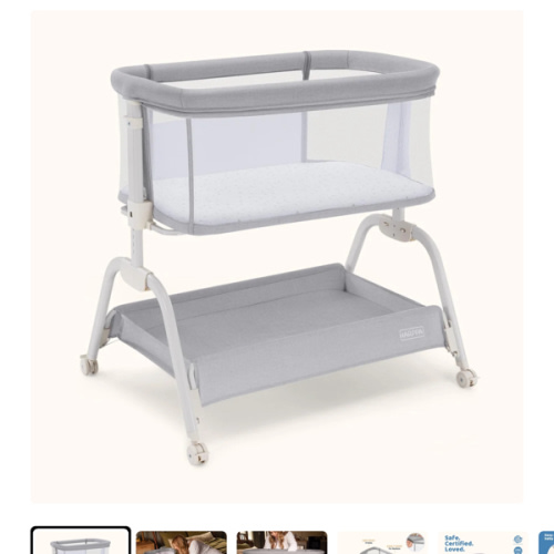 HARPPA Cuddly Lite | 2-in-1 Baby Bassinet & Bedside Sleeper for Newborns with Mattress for Reflux | Attaches to Bed, Adjustable Heights, Non-Toxic & CPSC Certified | Sturdy Frame, Portable Wheels, Tool-Free Setup, Perfect for Newborns, Infants, Small Spac