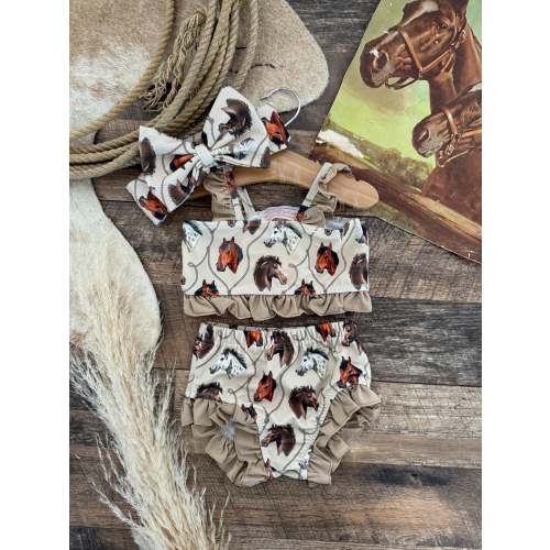 Little Roper Horse Two Piece Ruffle Swimsuit (Minis) – theFRINGEDpineapple