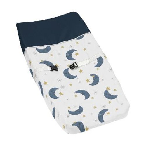 Sweet Jojo Designs Boy or Girl Gender Neutral Unisex Changing Pad Cover Bear and Moon Blue and Gold