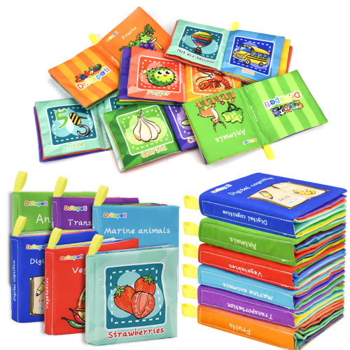 Dr.Rapeti Soft Cloth Books Baby Books Bath Books 6-Pack for Baby Infant Toddler Kids Crinkle Squeaky Washable Chewable Non-Toxic Early Educational Giftable