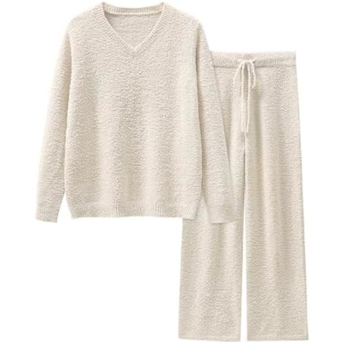 ANRABESS Lounge Sets for Women Fuzzy Fleece Pajama Sets 2 Piece Outfits Cozy Sweater Matching Set 2025 Fall Winter Loungewear