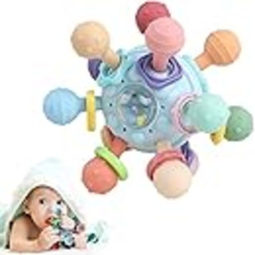 Baby Teething Toys - Infant Sensory Chew Rattles Toys - Newborn Montessori Learning Developmental Toy - Teethers for Babies 0 3 6 9 12 18 Months - Shower Gifts for 1 2 One Two Year Old Girls Boys