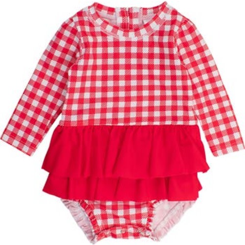 Baby Girls UPF50+ Long Sleeve Skirted One Piece Rash Guard, 3-6M