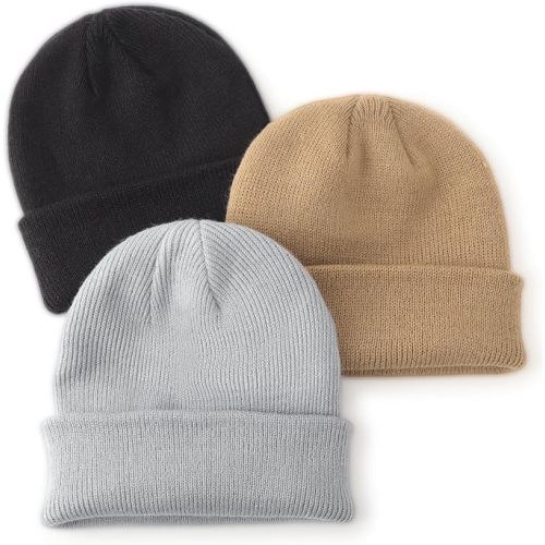 DRESHOW BQUBO 3 Pack Baby Beanies Toddler Kids Winter Hats Soft Knit Hat for Baby Boys Girls Warm Cap Beanies