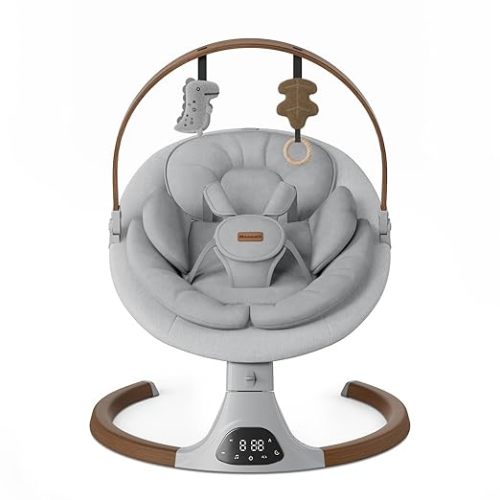 Baby Swings for Infants, Monamii Baby Swing, Bluetooth Infant Swing with Music Speaker, 5 Speeds and Remote Control, Indoor & Outdoor Use (Black)