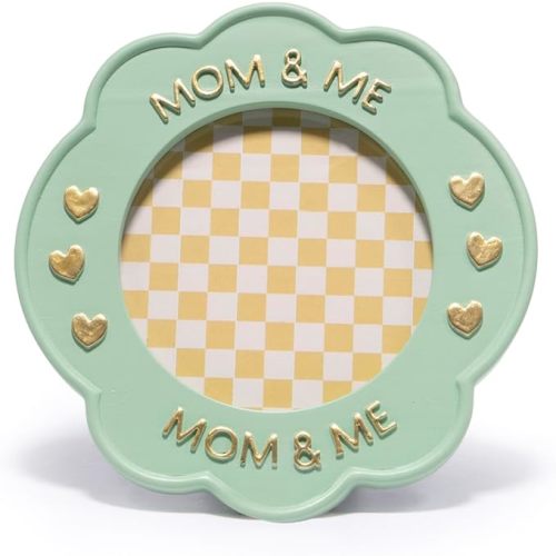 Hodao Baby Photo Frame - Green Flower Resin Design, Small Tabletop Keepsake, First Mother’s Day Gift for New Mom, Baby Girl Nursery Decor (4x4, Green)