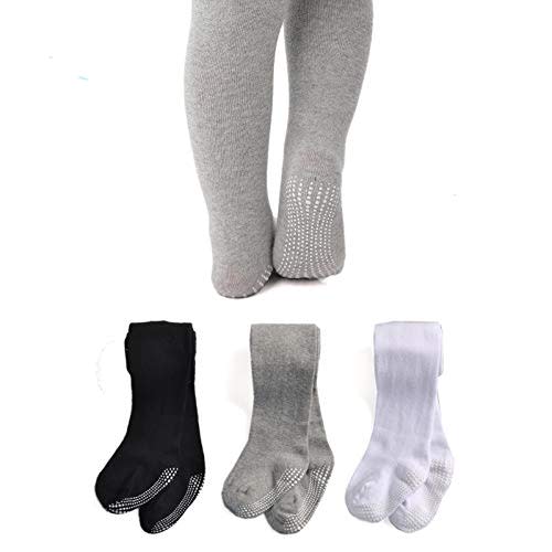 EPEIUS Baby Tights Baby Girls Non-Slip Plain/Ribbed Leggings Seamless Cotton Stockings Pantyhose Newborn Infant Toddler