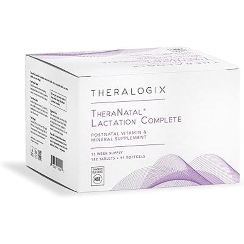 Theralogix TheraNatal Lactation Complete Postnatal Vitamin Supplement - 13-Week Supply - Breastfeeding Supplement for Women - NSF Certified - 182 Tablets & 91 Softgels