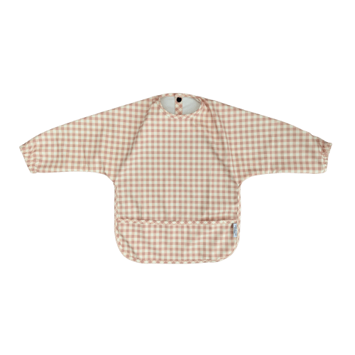 Blush Gingham - Long Sleeved Bib – Greyfox Designs