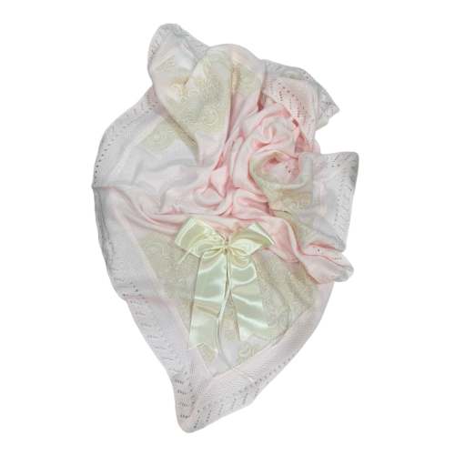Esme Luxe Light Pink with Ivory Knitted Blanket