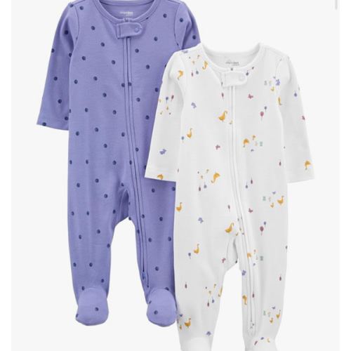 Simple Joys by Carter's Baby Girls' Cotton Footed Sleep and Play, Pack of 2