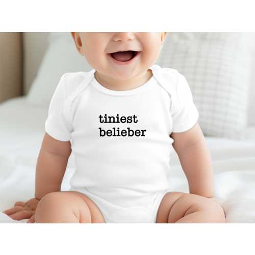 Tiniest Belieber Baby Onesie®, Bieber Baby Shirt, Pop Music Baby Shower Idea, Baby Onesie® Boys Summer, Believer Gift, Gift For Belieber