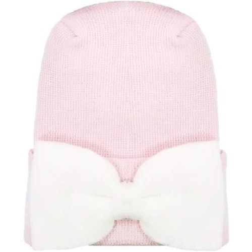 Newborn Baby Girl Hospital Hat with Bow (Solid Pink)