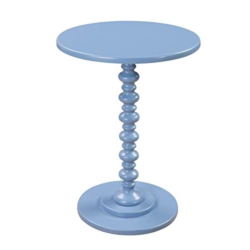 Convenience Concepts Palm Beach Spindle Table 17.75" -Traditional Solid Wood Round Side Accent, Display Pedestal for Transitional Living Room, Entryway, Hallway, or Bedroom, Blue