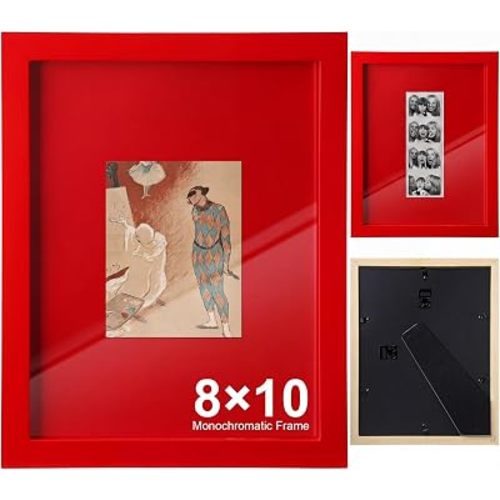 Gerrii 8x10 Inch Monochromatic Picture Frame with Mat,1 Pcs,Red