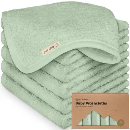 6-Pack Baby Washcloths - Soft Viscose from Bamboo Washcloth, Baby Wash Cloths for Newborn, Kids, Bath Baby Towels, Face Towel, Face Cloths for Washing Face(Pistachio)