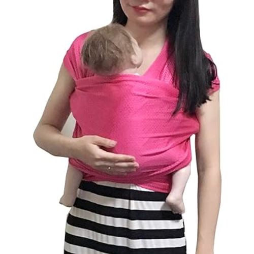 Baby Wrap Sling Carrier for Newborn, Infant, Toddler, Kid | Breathable Lightweight Stretch Mesh Water Sling | Nice for Summer, Pool, Beach, Swimming | Perfect Shower Gift Rose