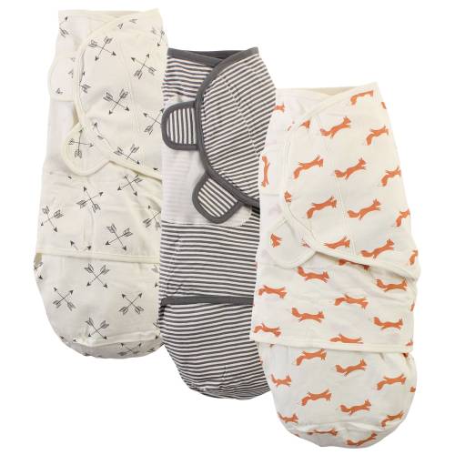 Touched by Nature Baby Boy Organic Cotton Swaddle Wraps, Fox, 0-3 Months - Fox - 0-3 Months