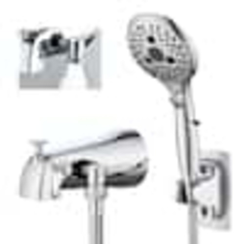 PROOX 5.31 in. Lift-Up Diverter Tub Spout with 6-Spray Handheld Shower in Chrome PRSACK00RX471CH