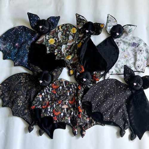Handmade Baby Halloween bat lovey toy: spooky october baby shower gift