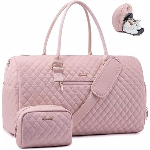 LOVEVOOK Travel Duffle Bag, Weekender Bag for Women with Toiletry Bag, Carry on Overnight Bag with Shoe Compartment, Gym Duffel Bag with Wet Pocket, Mommy Hospital Bags for Labor and Delivery