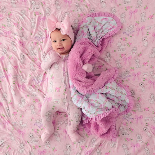 Disney Marie Bows Ruffled Luxette Plush Patoo® Blanket