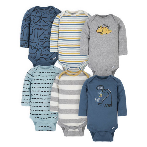 Gerber Baby Boys' Long Sleeve Onesies Bodysuits, 6-Pack