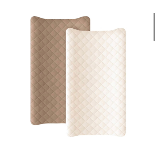 Konssy Waterproof Muslin Changing Pad Cover 2 Pack, Quilted Cotton Fitted Diaper Changing Table Cover, Soft Changing Pad Sheets for Girls Boys (Brown, Cream)