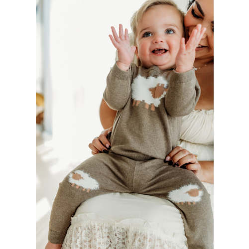 Sheep Jacquard Knit Organic Baby Pullover & Pant Set (12-18mo)