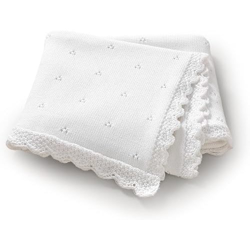 LAWKUL Organic Cotton Baby Blanket for Boys Girls, 30x40 Inch (White)