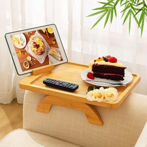 Large Couch Arm Tray 360° Rotated Phone Holder,15.75" x 11.8-in
