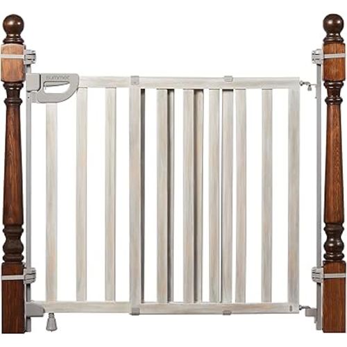 Summer Infant Banister and Stair Wood Safety Gate with Extra Wide Door Design and Comfort Grip handle for Easy One Handed Release, Multicolor