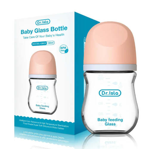 MotherBabyIcon MAMIJOY Anti-Choke Baby Bottle Newborn Glass Bottles 90/160ML Anti-flatulence Milk Feeding Bottles Infant BPA Free 0-3 Month - Pink-160ML