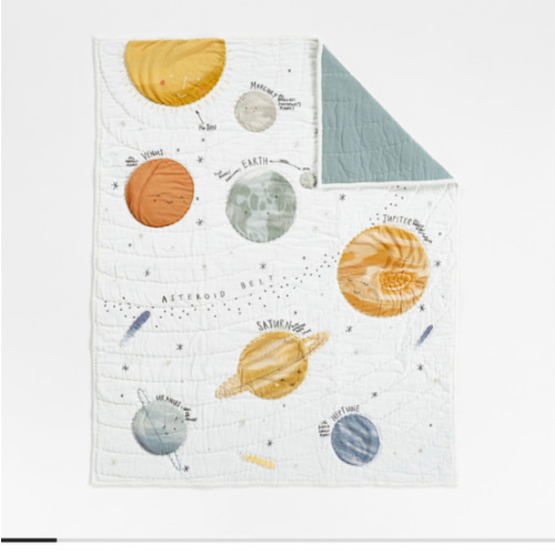 Outer Space Organic Cotton Baby Crib Quilt