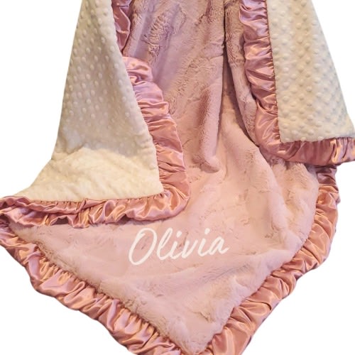Personalized Rosewater Pink Hide Minky Baby Blanket or Choose Your Fabric, Newborn Baby Girl Gift, Baby Shower Gift