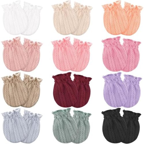 AQOKKA Newborn Baby Mittens No Scratch Cotton Elastic Wrist Gloves Infant Toddler Mittens for Baby Boy Girl 0-6 Months