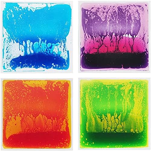 Art3d Liquid Sensory Floor Decorative Tiles,15.8"x15.8" Square, Colorful, 4 Tiles
