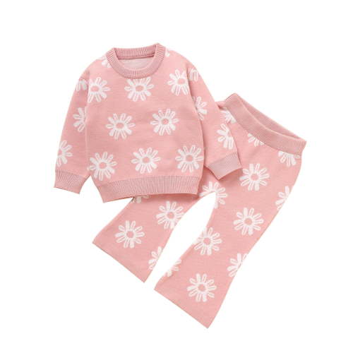 NIEWTR Toddler Baby Girls Boys Sweater Shirt Top And Pants Warm Clothes Winter Outfits(Pink,2-3 Years)