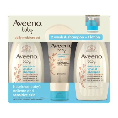 Aveeno Baby Moisture Set, 2 Wash & Shampoo + Lotion, 44 fl oz | Costco