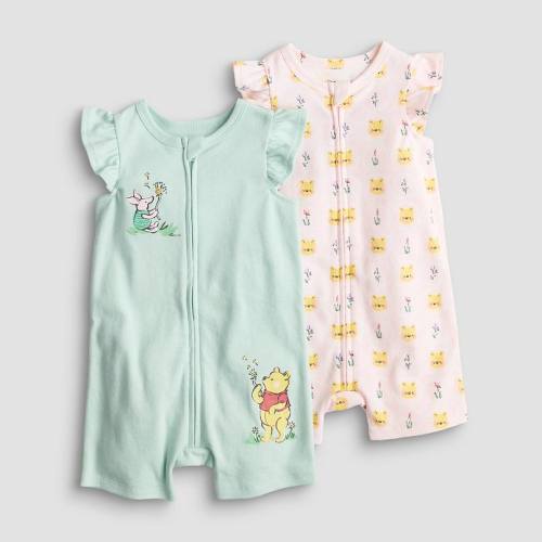 Baby Girl Jumping Beans® Disney's Winnie the Pooh 2-Pack Zip-Up Flutter Sleeve Romper