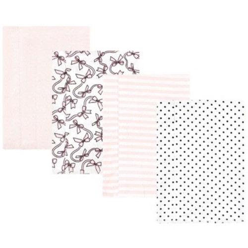 Luvable Friends Hudson Baby Flannel Burp Cloths 4pk, Rose Ribbons