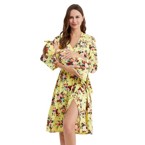 Galabloomer Maternity Robe and Receiving Blanket, Matching Mommy Labor Robe | maternity robe and swaddle set ,mommy and me, maternity robe for hospital, mommy and me hospital outfits