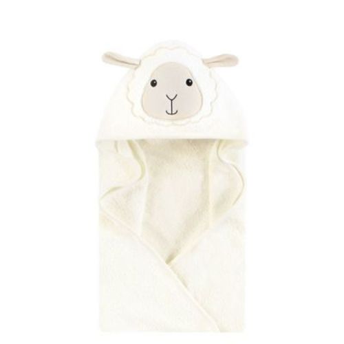 Hudson Baby Infant Cotton Poly Animal Face Hooded Towel, Taupe Sheep, One Size