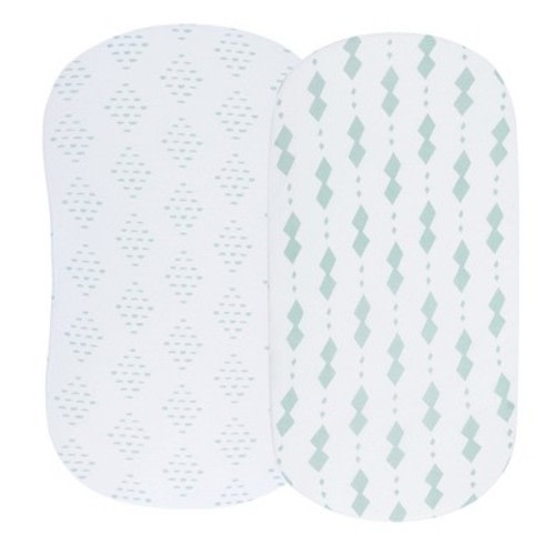 Ely's & Co. Baby Fitted Bassinet Sheet  100% Combed Jersey Cotton Sage Diamond