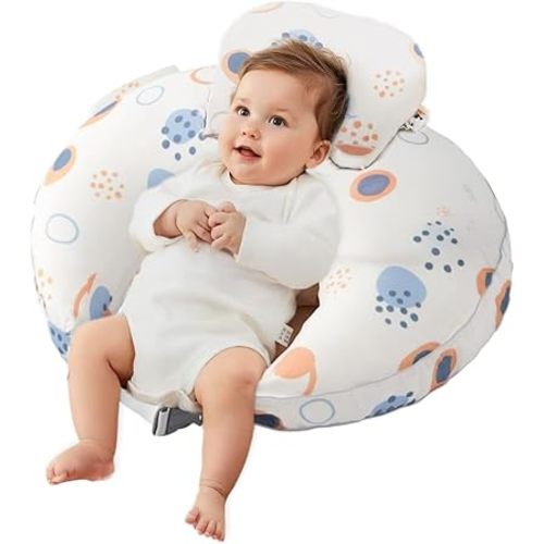 Nursing Pillow for Breastfeeding & Bottle Feeding –Breastfeeding Pillow with Adjustable Waist Strap, Feeding Pillow for Tummy Time,Removable Cotton Cover for Mom & Baby Comfort (Polka)